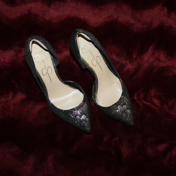 Jessica Simpson gold black heels - Picture 3 of 6